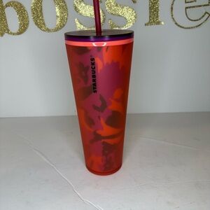 Starbucks Red and Pink Floral Tumbler